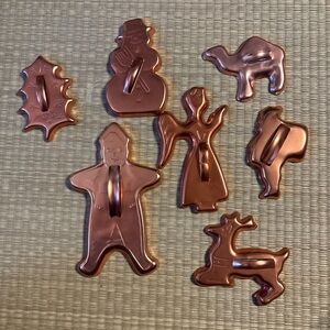 Christmas cutters 7 Vintage Copper Cookie Cutters Set